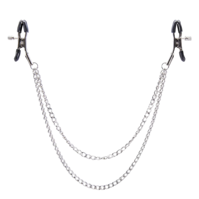 Bondage Boutique Adjustable Nipple Clamps with Double Chain